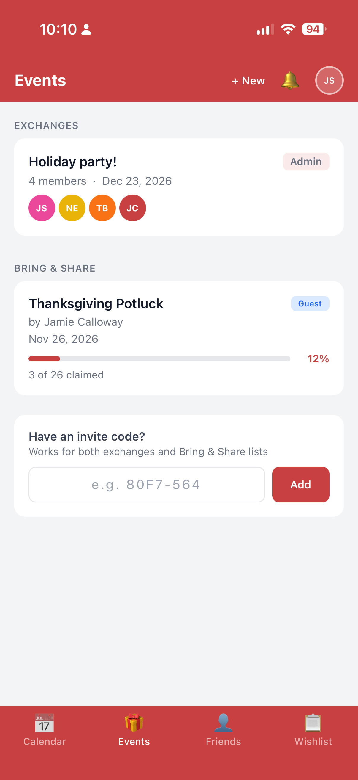Exchanges & events