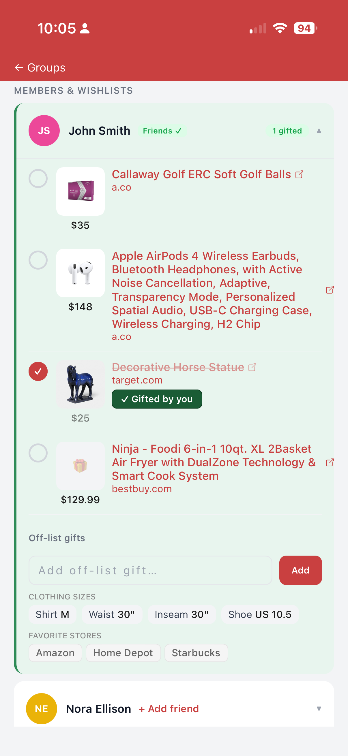 Group wishlists